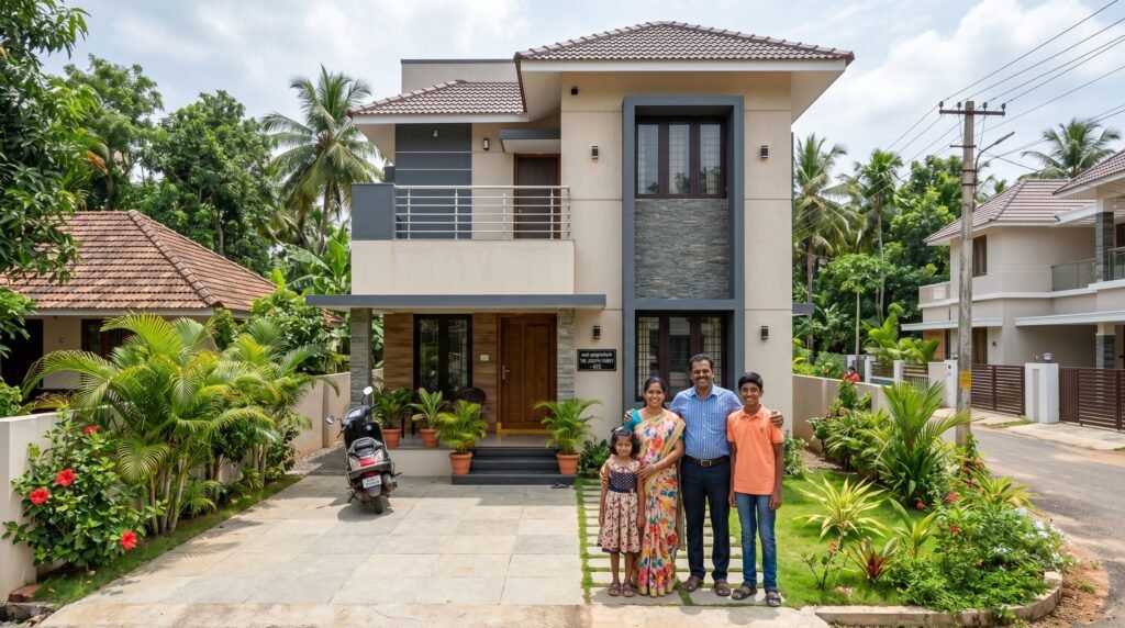 Affordable family home built by a House construction company in Nagercoil